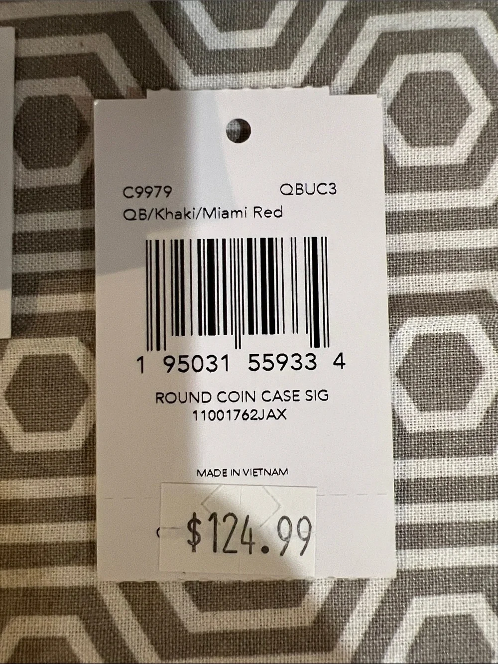 Coach Brown Signature Round Coin Case with Red Trim